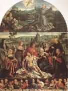 CLEVE, Joos van The Lamentation of Christ with the Last Supper(predella) and Francis Receiving the Stigmata(mk05) Spain oil painting artist